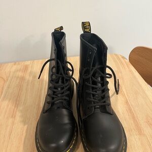 Dr. Martens Black Boots with Yellow Stitching